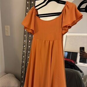 Orange Casual Dress with Tie in the back